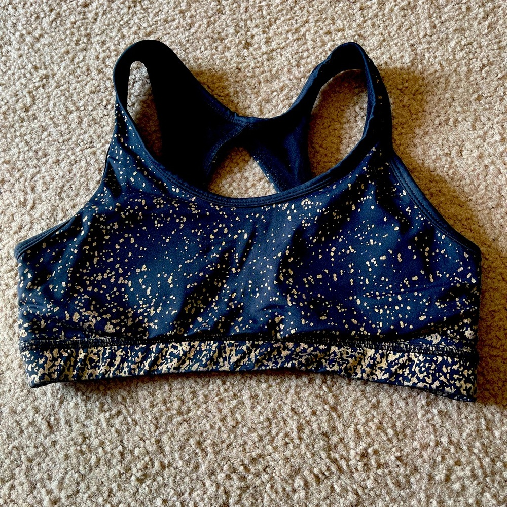 Black rosé sports bra